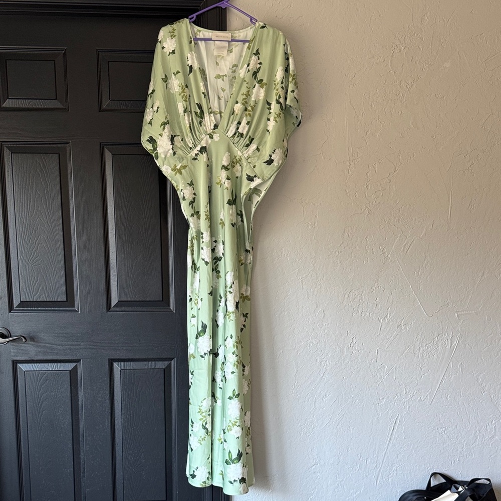 Green Floral Maxi Dress BHLDN Anthropologie NWOT